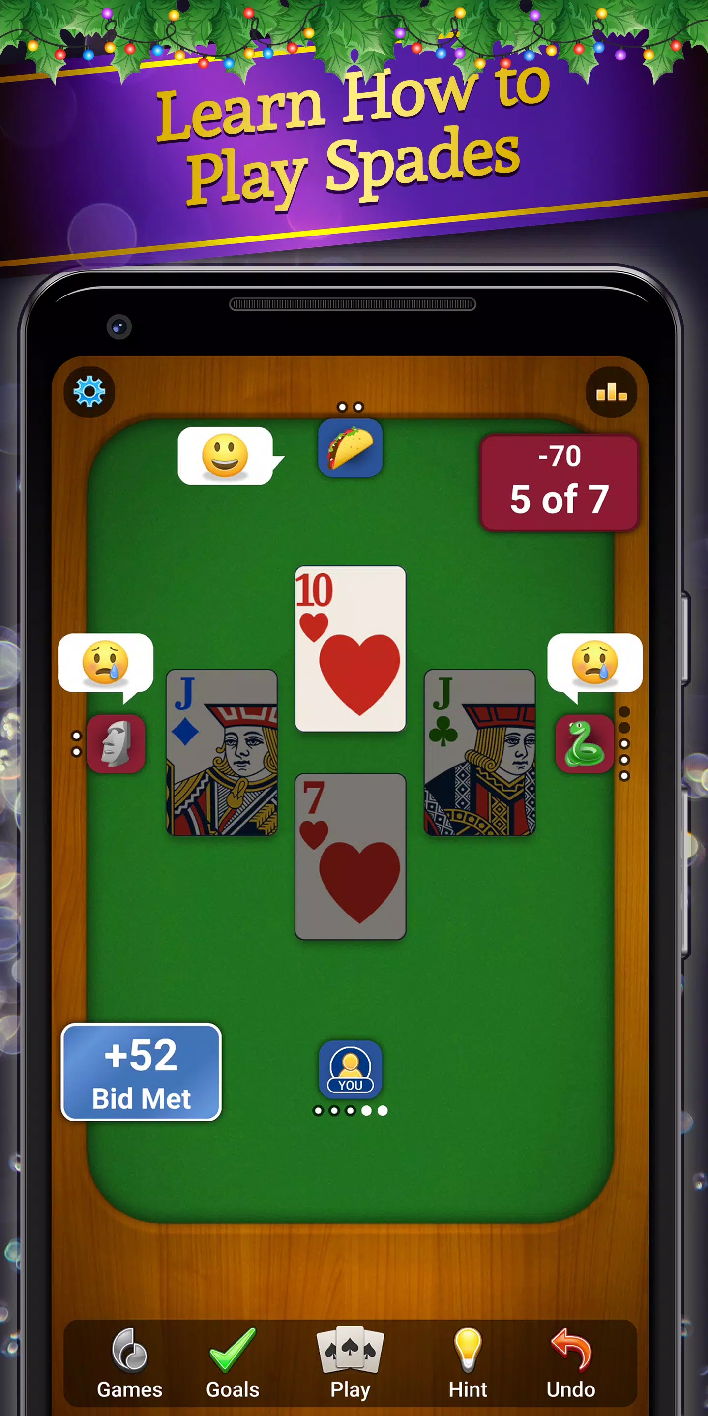 Spades card game online screenshot