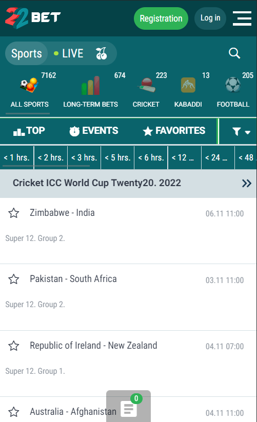 22Bet screenshot