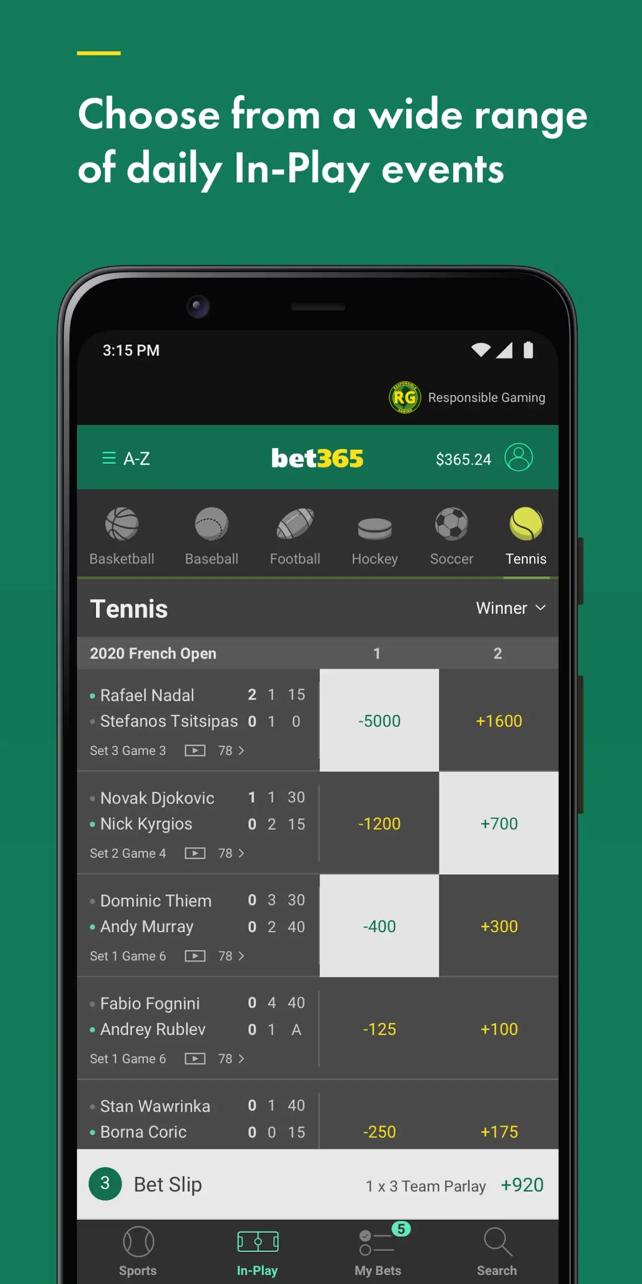 Bet365 screenshot