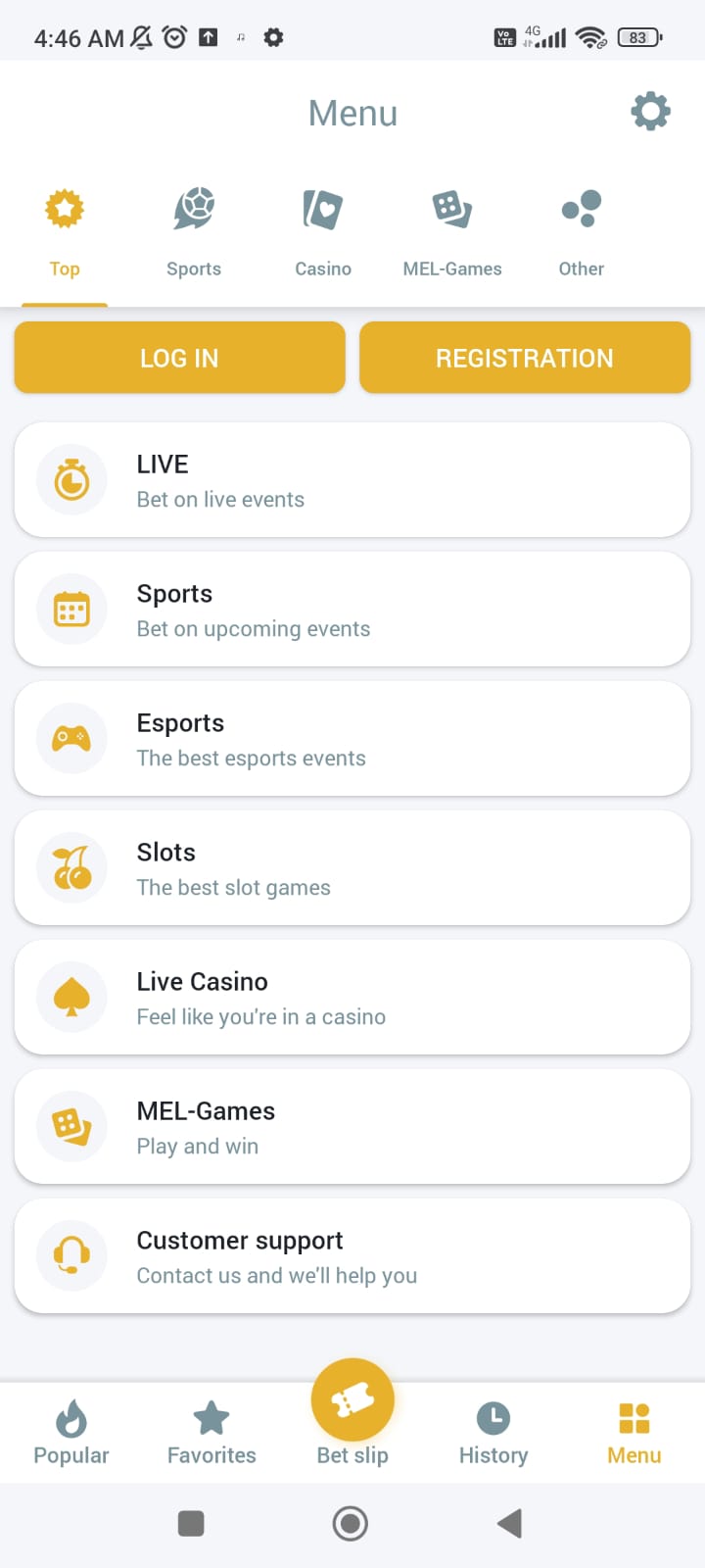 Melbet screenshot