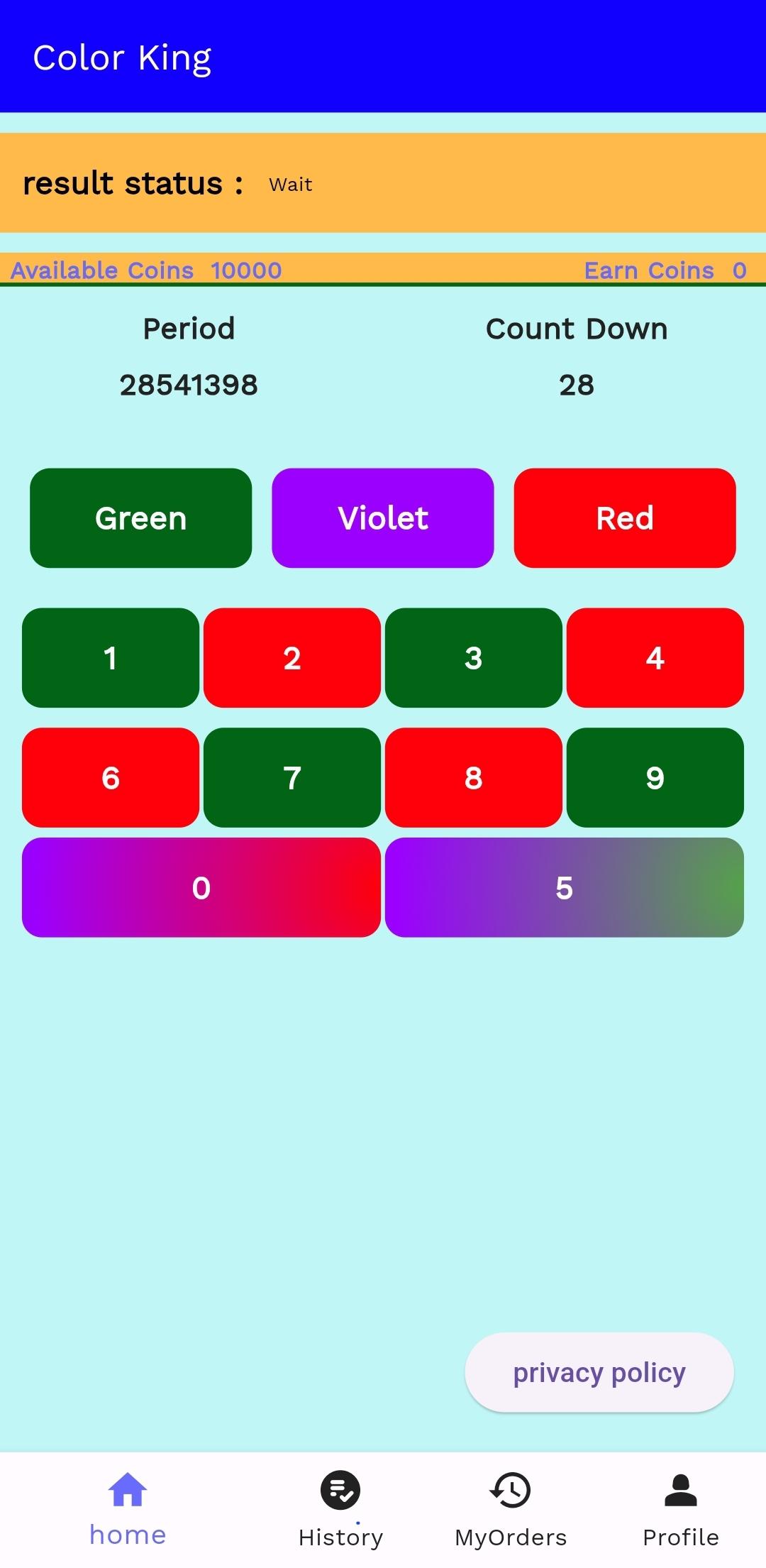 Color Prediction Game screenshot