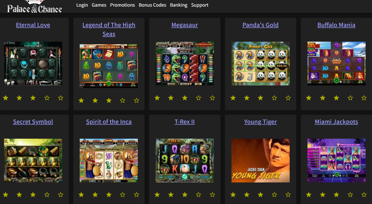 Palace of Chance Casino screenshot