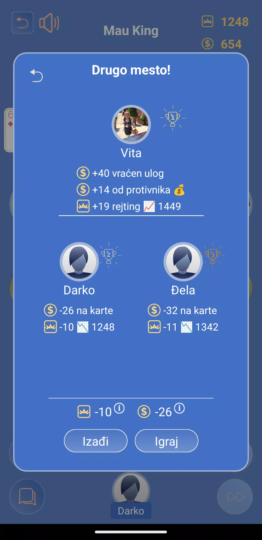 Mau King - Mau Mau card game screenshot