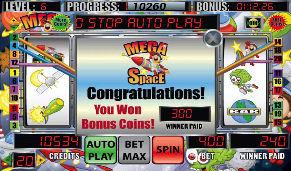 Mega Space Slot Machine Game screenshot