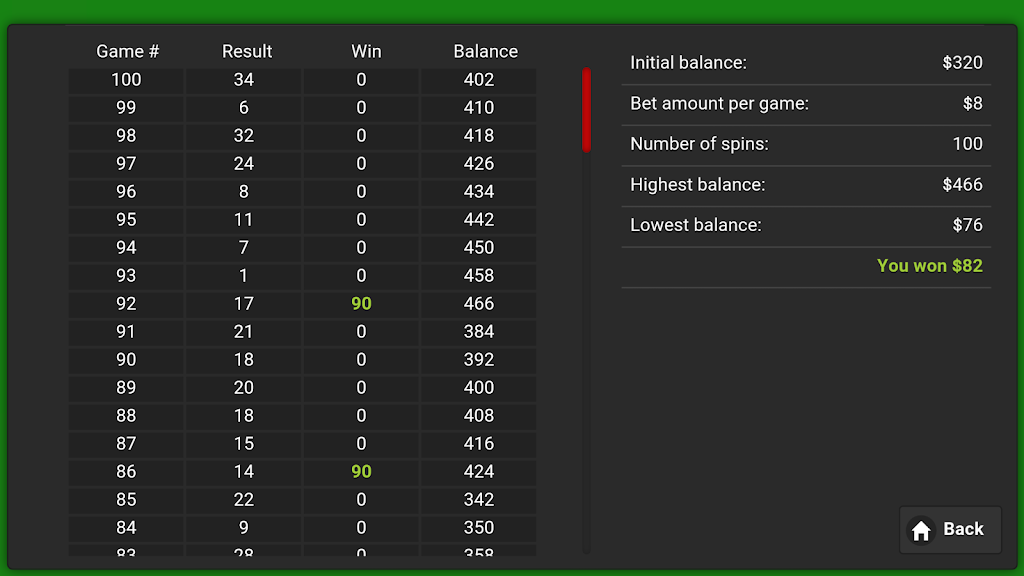 Roulette Simulator screenshot