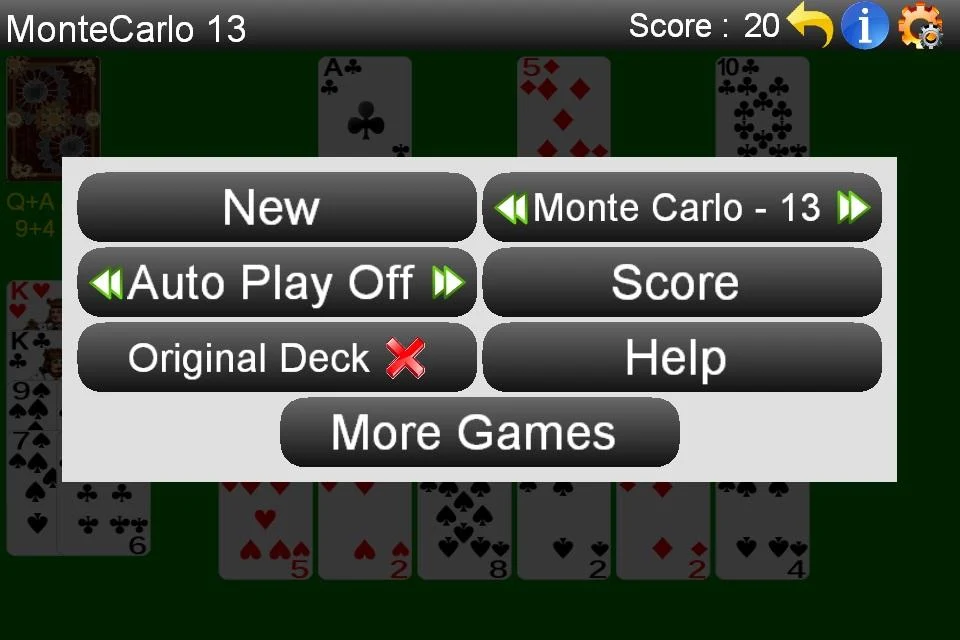 Monte Carlo Solitaire screenshot