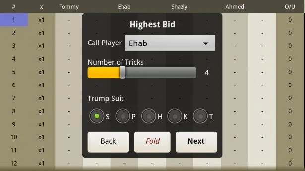 Estimation Scoresheet screenshot